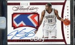 /15 T Red Flawless Auto Game Used Kevin Durant Autographed Jersey Patch Auto