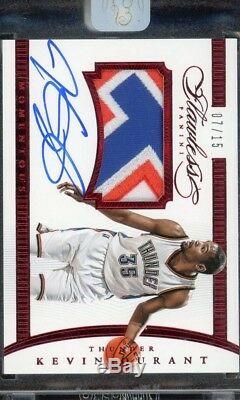/15 T Red Flawless Auto Game Used Kevin Durant Autographed Jersey Patch Auto
