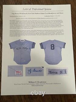 1981 Yogi Berra Game Used Signed Yankees Coaches Uniform