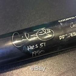 1991 Cecil Fielder 51 Home Runs 1990 Signed Game Used Bat PSA DNA & JSA COA