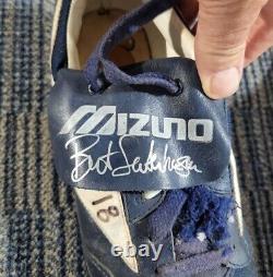 1992 BRET SABERHAGEN Game Used Worn SIGNED NY METS Mizuno Cleats Spikes JSA