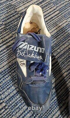 1992 BRET SABERHAGEN Game Used Worn SIGNED NY METS Mizuno Cleats Spikes JSA