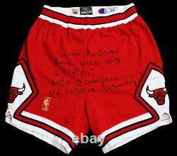 1996-97 Dennis Rodman Game Used + Signed Inscribed Shorts Chicago Bulls BAS