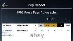 1996 Press Pass Kobe Bryant RC Rookie Auto BGS 9/10 Game Used Jersey Patch GGUM