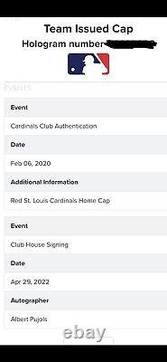 1/1 2022 Final Season Signed Game Used Albert Pujols Auto Home/Away Hat MLB LOA