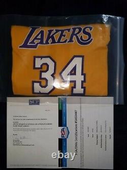 2001-02 Shaquille O'neal Nba Finals Game Worn/used & Signed Lakers Jersey (loa)