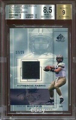 2001 SP Game Used Edition Drew Brees Autographed Jersey Rookie BGS 8.5 AUTO 9