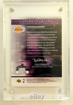 2001 UD C-Card Kobe Bryant Signed TRI COLOR Game-Used Jersey 11/100 UDA with Pouch
