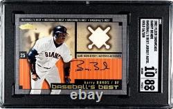 2002 Fleer Showcase Barry Bonds Gold /100 SGC 8 10 Auto Game Used Jersey Patch
