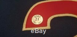 2002 Sammy Sosa Signed Blue Road Game Used HR Jersey Chicago Cubs with Sosa COA