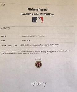 2003 World Series Game Used Pitching Rubber Autographed by Andre Dawson MLB Auth
