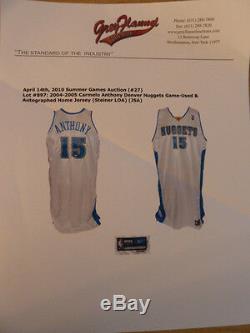 2004-05 CARMELO ANTHONY Game Used/Worn Signed Jersey Grey Flannel Steiner LOA