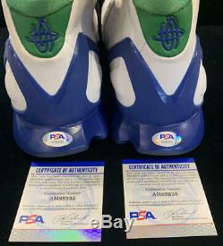 2005 Dirk Nowitzky Game Used Signed Shoes, Nike Huarache 2K5 Dallas Mavs 41. PSA