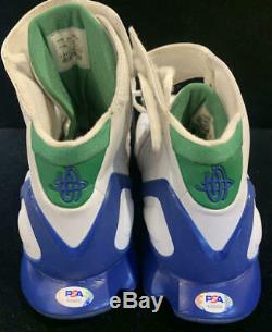2005 Dirk Nowitzky Game Used Signed Shoes, Nike Huarache 2K5 Dallas Mavs 41. PSA