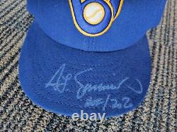 2008 Milwaukee Brewers TED SIMMONS' Signed Game Used Worn #9 Cap Hat HOF 2020