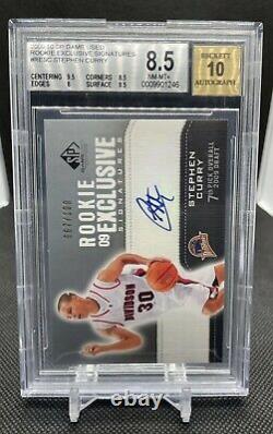 2009-10 Sp Game Used Rookie Exclusives Stephen Curry Auto Rc /100 Bgs 8.5 / 10