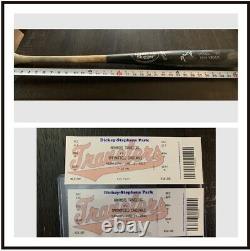 2011 Mike Trout Autographed Bat Beckett Game Used Arkasas Travelers Tickets