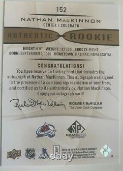 2013-14 SP Game Used Gold Autographs #152 Nathan Mackinnon Rookie Auto Flawless