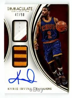 2015-16 Kyrie Irving Immaculate Dual Patch Auto /50 Prime Nets Signed Game Used