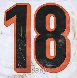 2015 AJ Green Game Used & Signed Cincinnati Bengals Road Jersey Photo Matched To