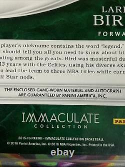 2015 LARRY BIRD IMMACULATE 2 Color AUTO JERSEY PATCH #/26 CELTICS GAME USED