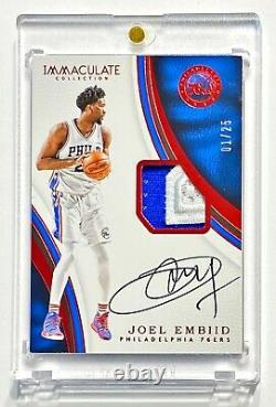 2016-17 Panini Immaculate Collection JOEL EMBIID #1/25 Red Game Worn Patch Auto