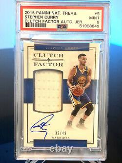 2016 Stephen Curry National Treasures Game Worn Jersey On Card Auto PsA 9 POP 1