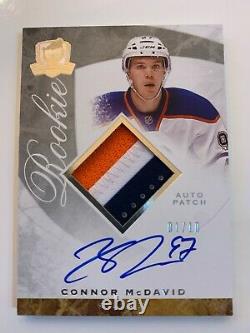 2017-18 UD THE CUP CONNOR McDAVID ROOKIE AUTO GAME USED PATCH TRIBUTE 01/10