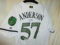 2017 Milwaukee Brewers CHASE ANDERSON Game Used Memorial Day Signed Jersey MLB