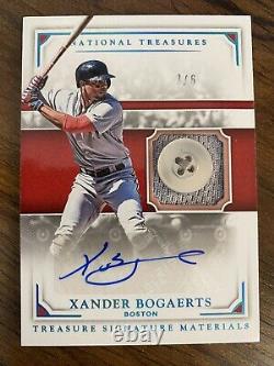 2017 National Treasures Xander Bogaerts /6 Game Used Jersey Button Auto Red Sox