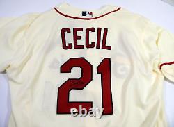 2017 St. Louis Cardinals Brett Cecil #21 Game Used Signed Cream Jersey 48 73
