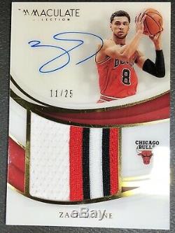 2018 19 Immaculate ZACH LAVINE Signed Auto Game Used Bulls Jersey Patch 11/ 25