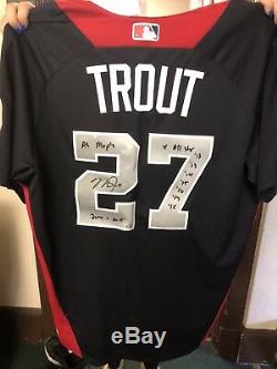 2018 Mike Trout Game Used BP ASG Jersey Inscribed Signed STUD 5 TOOL PLAYER 1/1