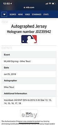 2018 Mike Trout Game Used BP ASG Jersey Inscribed Signed STUD 5 TOOL PLAYER 1/1