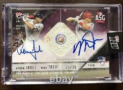 2018 Topps Now Aaron Judge Mike Trout All Star Game Used Base Relic Auto 13/25