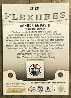 2018 UPPER DECK ENGRAINED CONNOR McDAVID FLEXURES AUTO AUTOGRAPH GAME USED STICK