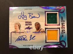 2019 Leaf In The Game Used LARRY BIRD MAGIC JOHNSON DUAL AUTO PATCH Signed #/7