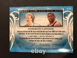 2019 Leaf In The Game Used LARRY BIRD MAGIC JOHNSON DUAL AUTO PATCH Signed #/7