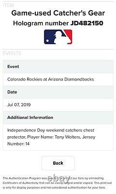 2019 Tony Wolters Signed Game Used Catchers Gear! Rockies! Mlb Holo! 4th Of July
