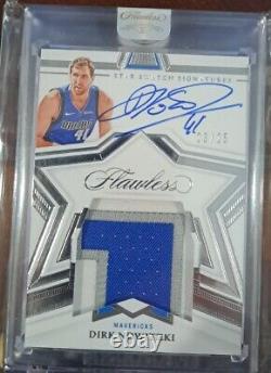 2021-22 Flawless Dirk Nowitzki Game-Worn 3-Color Patch AUTO /25 SSP SEALED