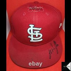 2021 Autographed Jake Woodford Game Used Game Worn Signed Home Cardinals Hat JSA
