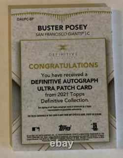 2021 Topps Definitive Buster Posey Auto Ultra Patch d#4/10 Hand Signed Game Used