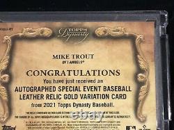2021 Topps Dynasty Mike Trout 1/1 RARE Game Used Leather Ball PatchMINT