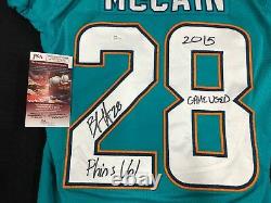#28 Bobby Mccain Miami Dolphins Signed Game Used Aqua Jersey Jsa Witness Coa