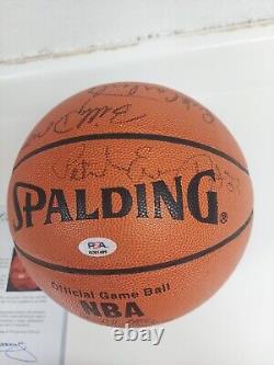 87-88 New York Knicks Team Signed Game Used Basketball Patrick Ewing PSA
