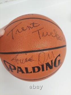87-88 New York Knicks Team Signed Game Used Basketball Patrick Ewing PSA LOA