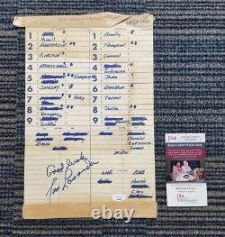 8/27/1988 TOMMY LASORDA's SIGNED 1000th Win GAME USED DUGOUT LINEUP CARD JSA COA