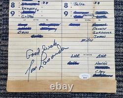 8/27/1988 TOMMY LASORDA's SIGNED 1000th Win GAME USED DUGOUT LINEUP CARD JSA COA
