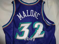 96-97 Utah Jazz KARL MALONE Game Used Worn Issued NBA Basketball Jersey Signed