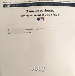 Aaron Altherr Signed Game Used HOMERUN MLB Jersey. Philadelphia Phillies COA